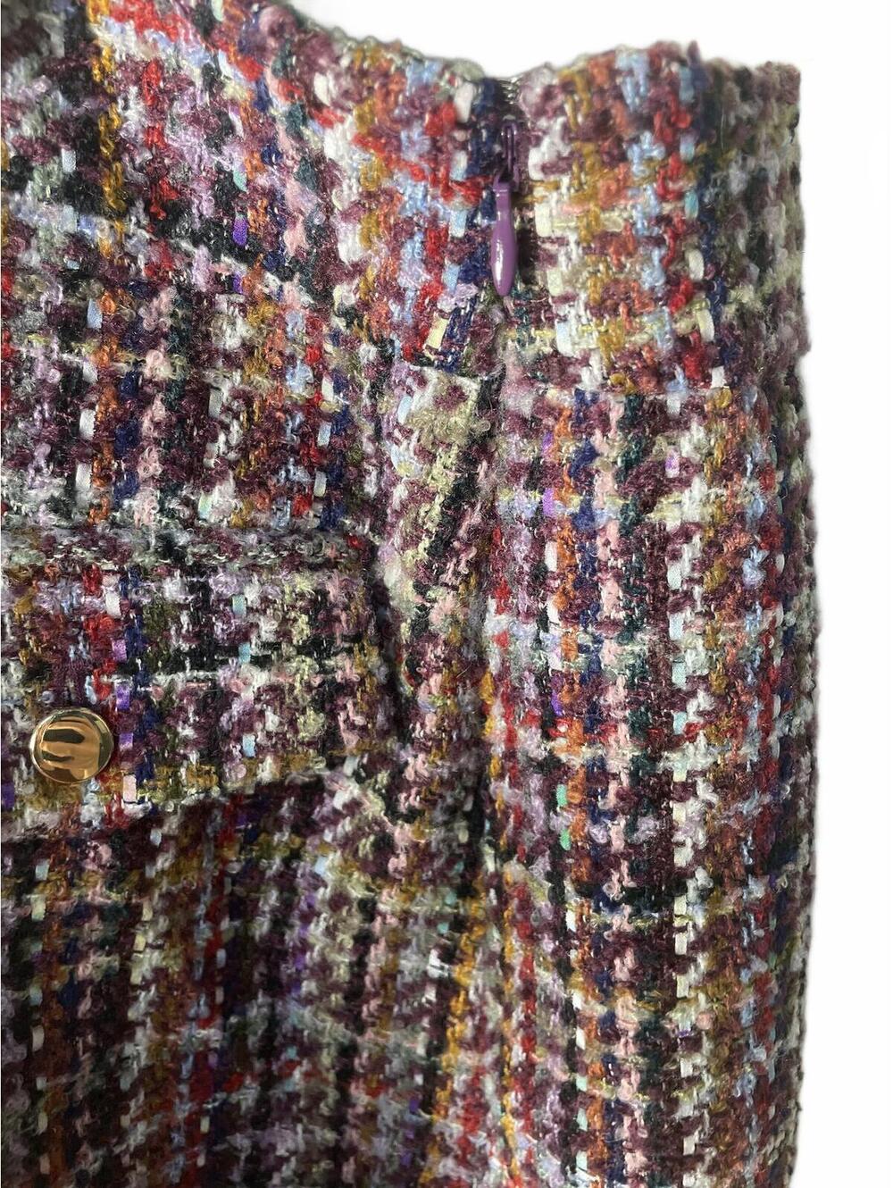 LOFT Tweed Mini Skirt Women's 8 Pockets Gingham Boxy - Picture 8 of 9